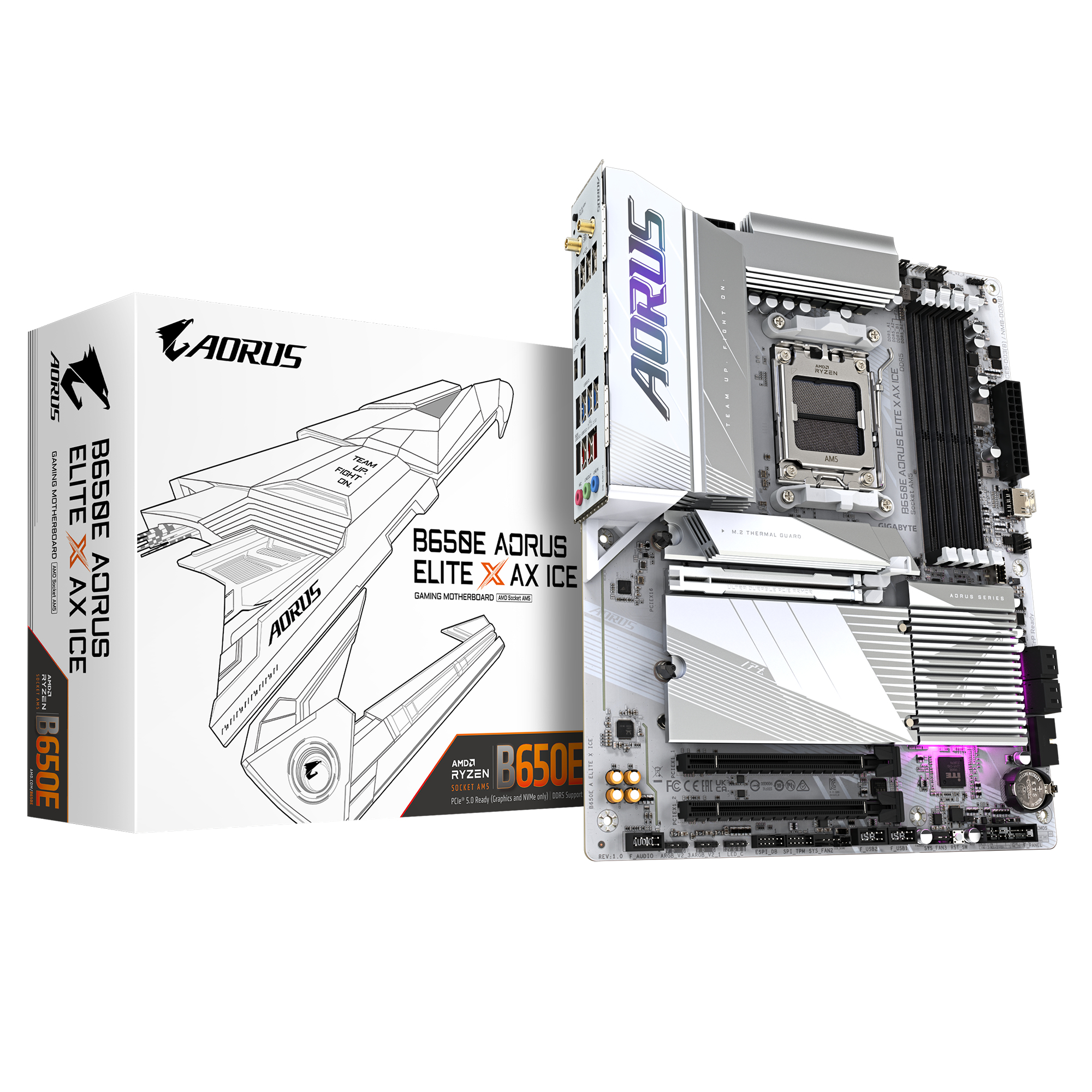 GIGABYTE B650E AORUS ELITE X AX ICE Scheda madre - AMD Ryzen serie 9000 VRM a 1222 fasi fino a 8000 MHz DDR5 (OC) 1xPCIe 5.0 2x