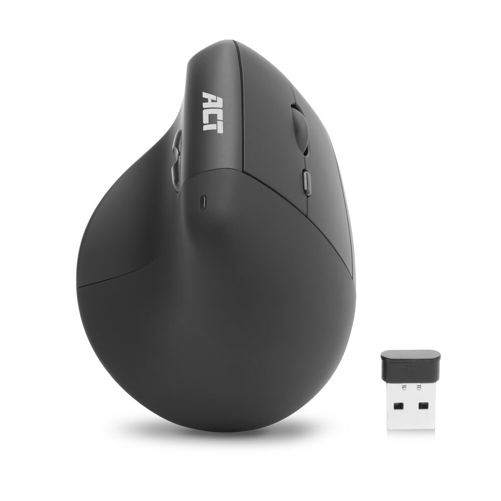 ACT Ergonomic wireless mouse 1600 DPI with vertical grip, eco-friendly