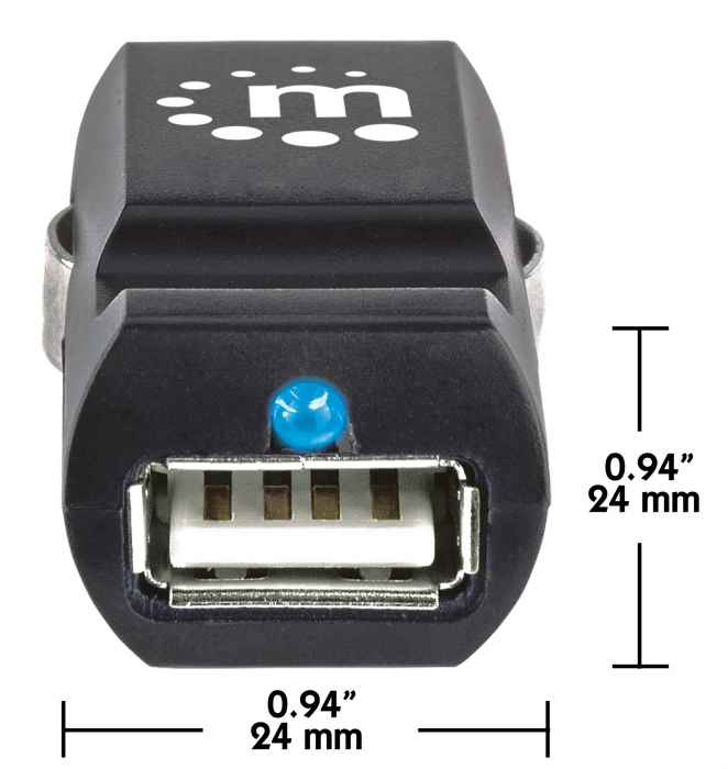 Manhattan Car/Auto Mobile Device Charger (Clearance Pricing), USB-A Output, Charging 2.1A, Surge Protection, Black, Phone Charger, Three Year Warranty, Blister – image 3