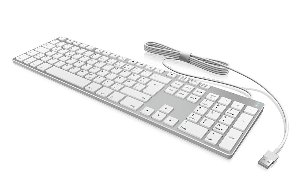 KeySonic KSK-8022MacU keyboard Office USB QWERTZ German Silver, White – image 3