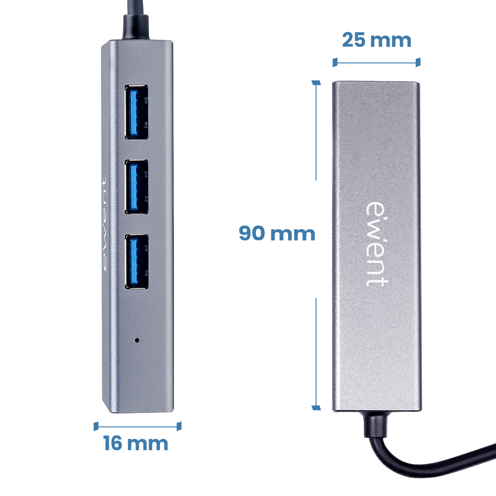 Ewent EW1159 interface hub USB 3.2 Gen 1 (3.1 Gen 1) Type-A + Type-C 5000 Mbit/s Grey – image 2