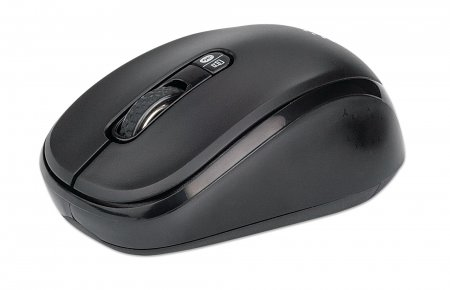Manhattan Dual-Mode Mouse, Bluetooth 4.0 and 2.4 GHz Wireless, 800/1200/1600 dpi, Three Buttons With Scroll Wheel, Black, 