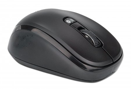 Manhattan Dual-Mode Mouse, Bluetooth 4.0 and 2.4 GHz Wireless, 800/1200/1600 dpi, Three Buttons With Scroll Wheel, Black, 