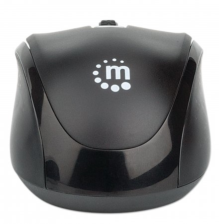 Manhattan Dual-Mode Mouse, Bluetooth 4.0 and 2.4 GHz Wireless, 800/1200/1600 dpi, Three Buttons With Scroll Wheel, Black, 