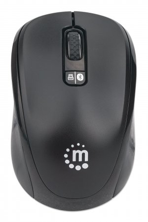Manhattan Dual-Mode Mouse, Bluetooth 4.0 and 2.4 GHz Wireless, 800/1200/1600 dpi, Three Buttons With Scroll Wheel, Black, 