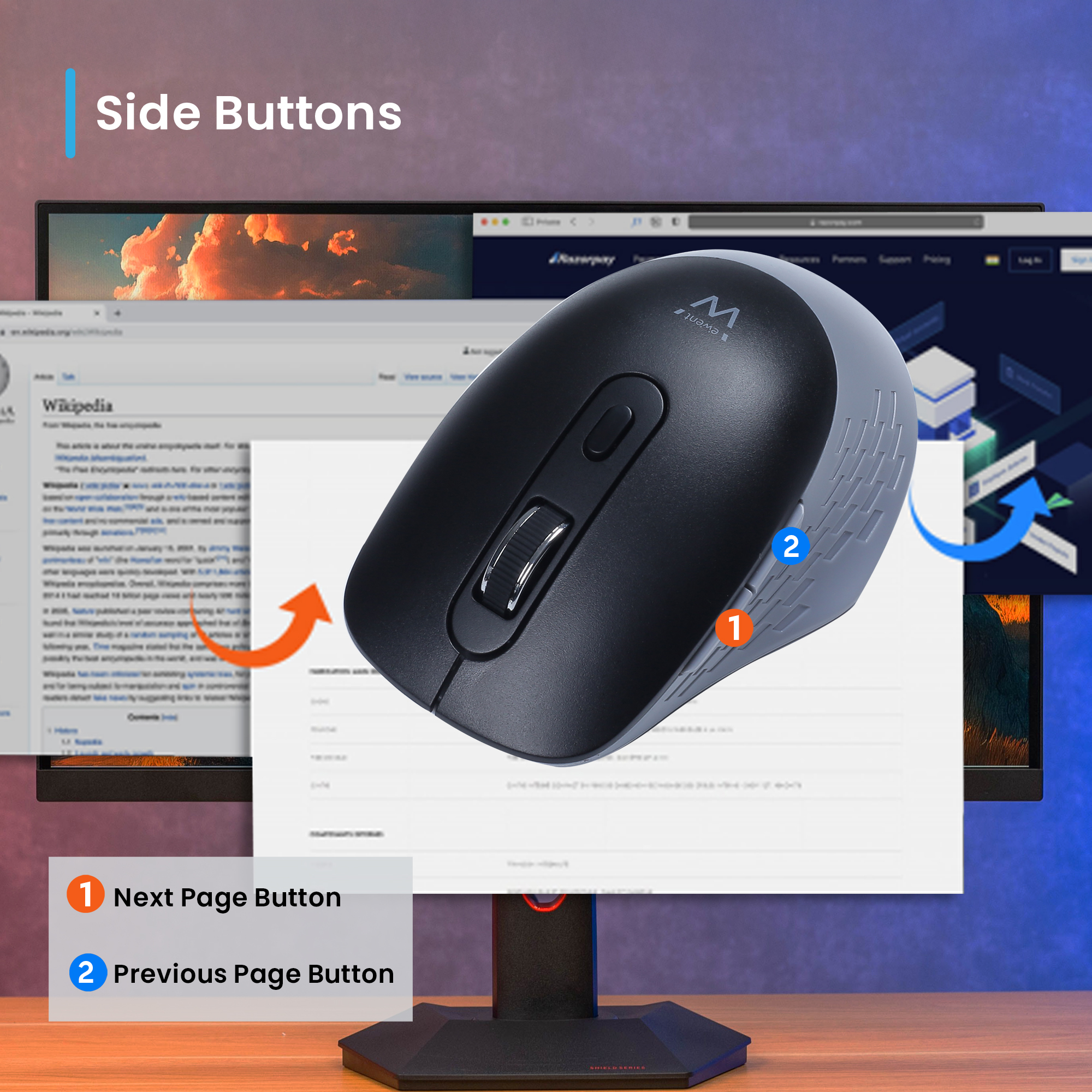 Ewent Wireless optical mouse with Multi-device connectivity, Silent clicks and Type-C Adapter – image 7