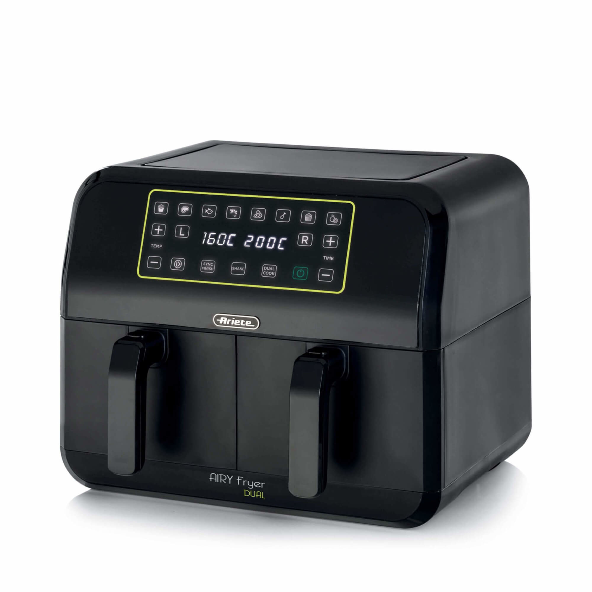 Ariete 4623 Airy Fryer Dual, Friggitrice ad aria con doppio cestello, 1700 W, Capacità 8L, 3 Funzioni di cottura, Pannello dig