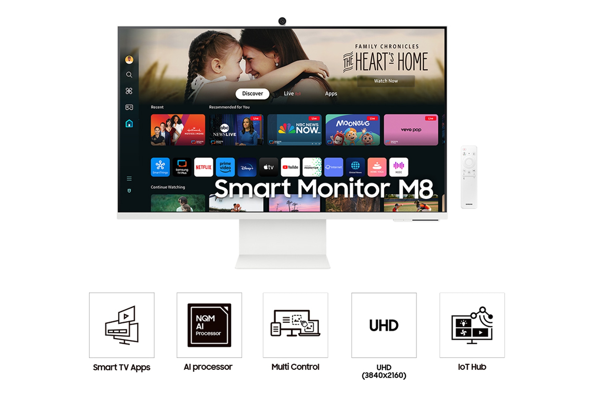 Samsung 32" M80D UHD White Smart Monitor with Speakers and Remote – image 4