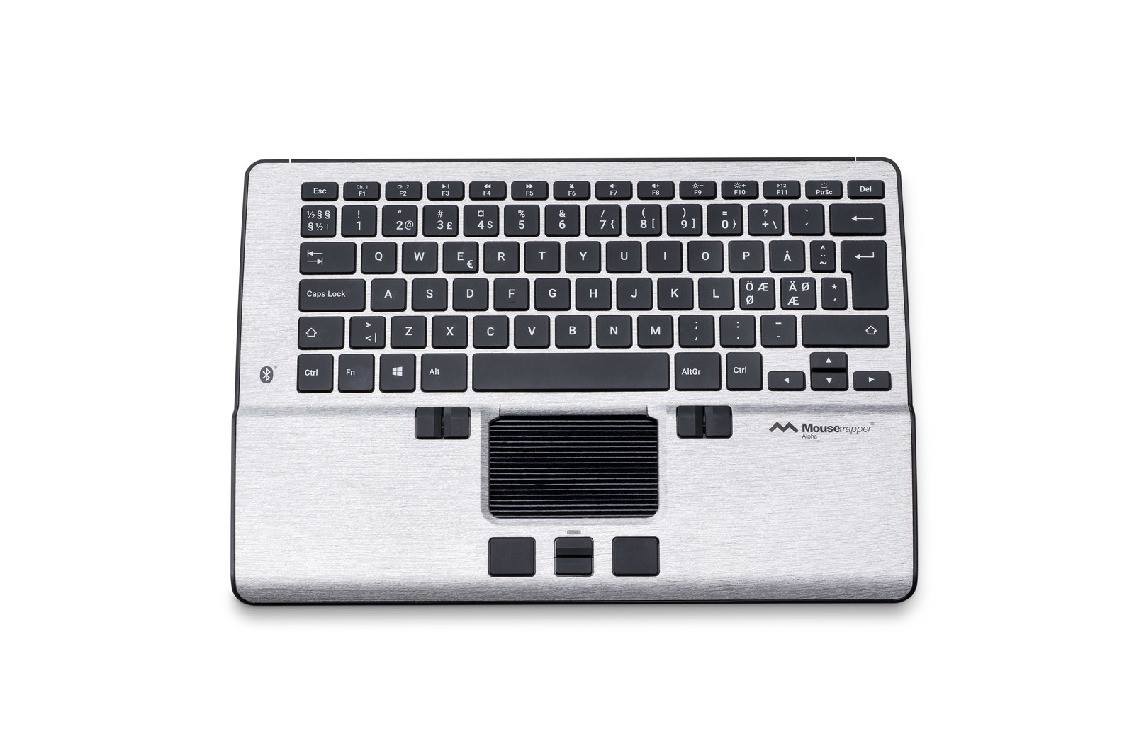 Mousetrapper Alpha tangentbord Mus inkluderad USB + Bluetooth QWERTY Nordic Silver