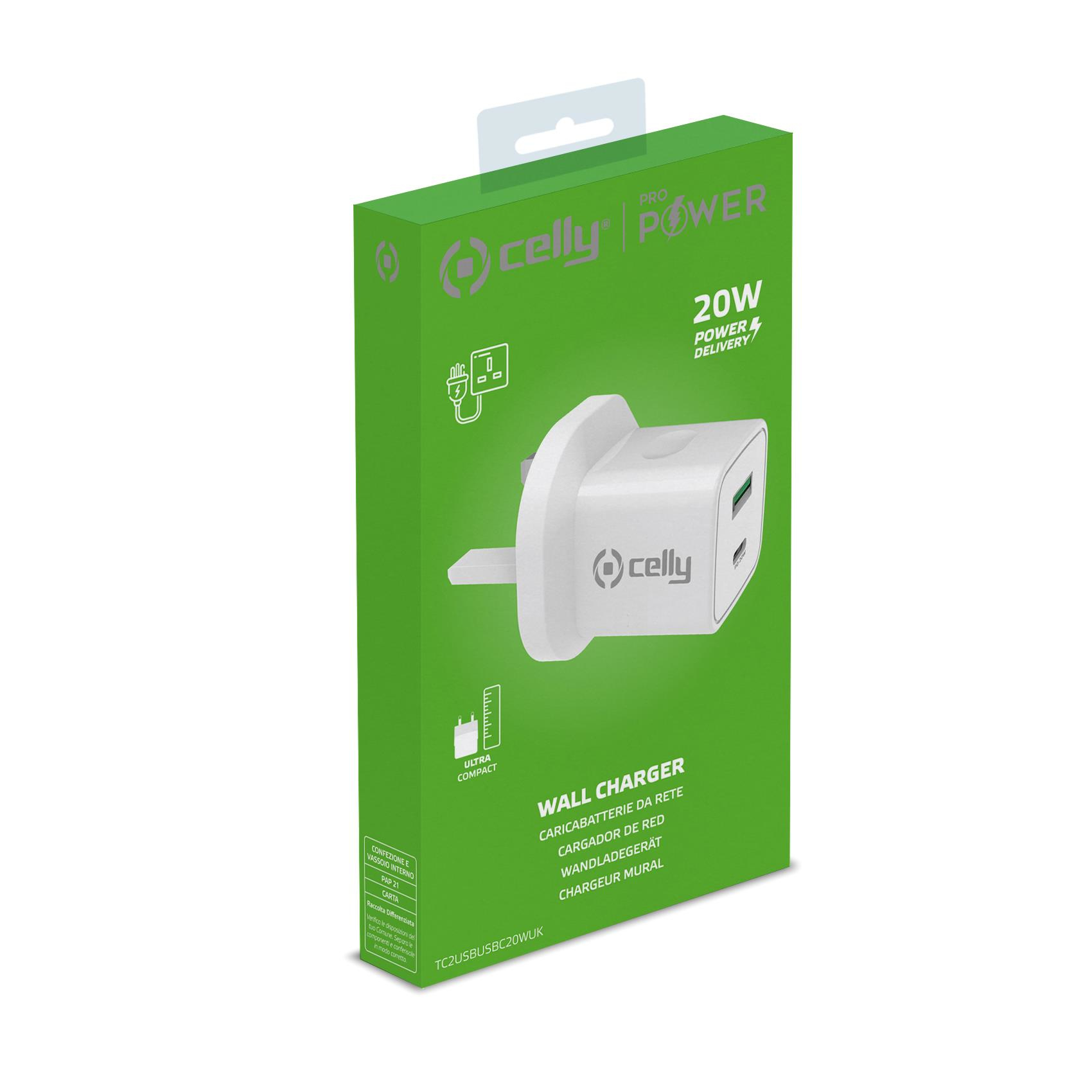 Celly TC2USBUSBC20WUK mobile device charger Smartphone, Smartwatch, Tablet White AC Indoor – image 6