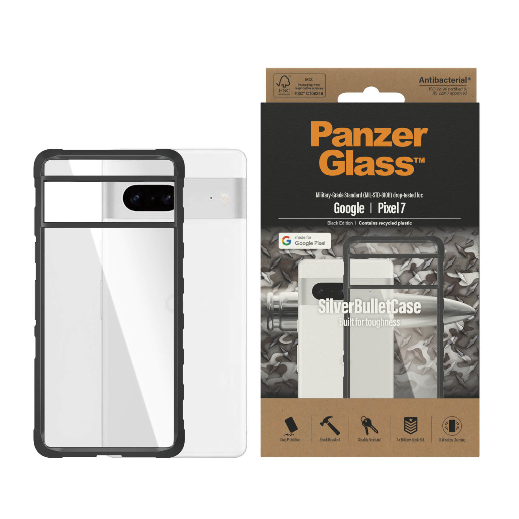 PanzerGlass® SilverBullet ClearCase Google Pixel 7 | Black – image 2