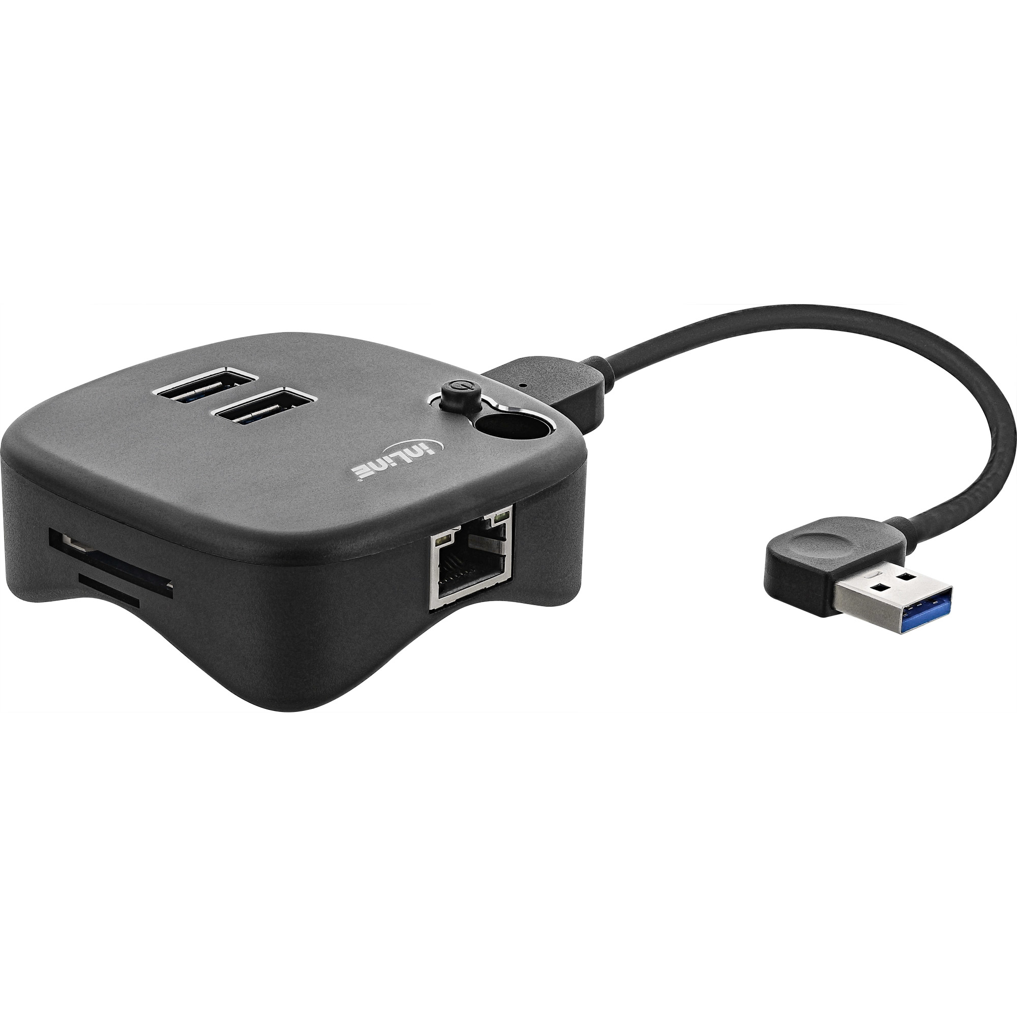 InLine USB 3.0 Multiadapter, 2xUSB-A, RJ45, SD/MicroSD Cardreader, black – image 3
