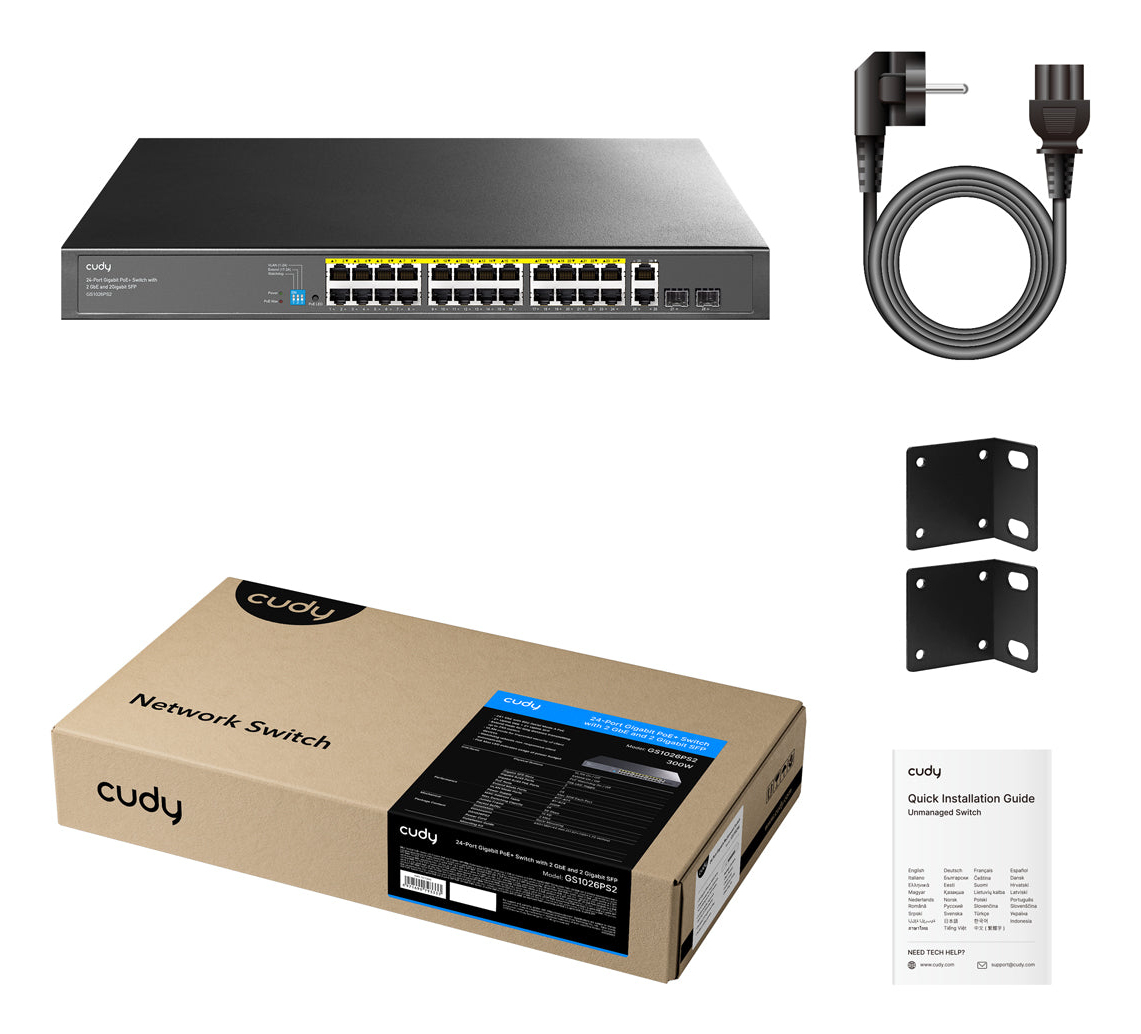 Cudy GS1026PS2 network switch Gigabit Ethernet (10/100/1000) Power over Ethernet (PoE) Black – image 2