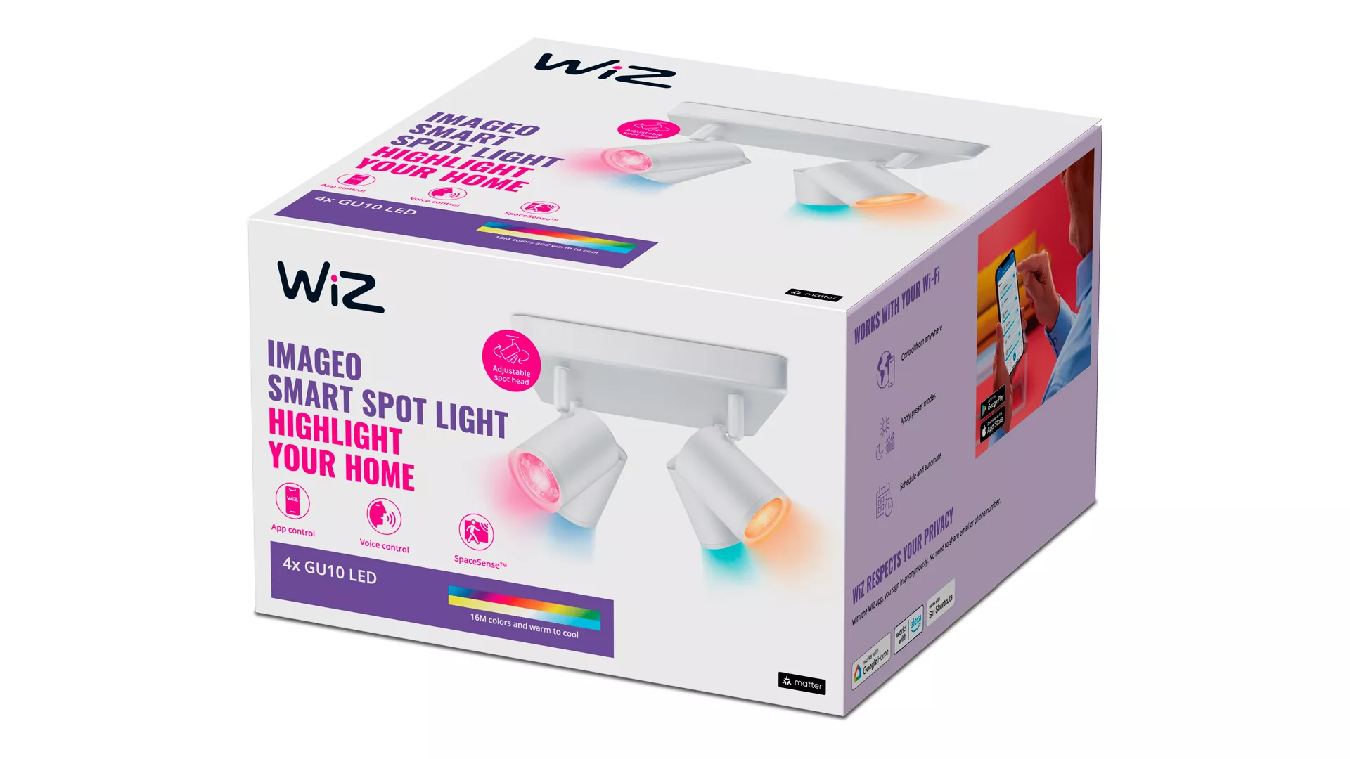 WiZ IMAGEO 4x adjustable spotlight Square Plate – image 2