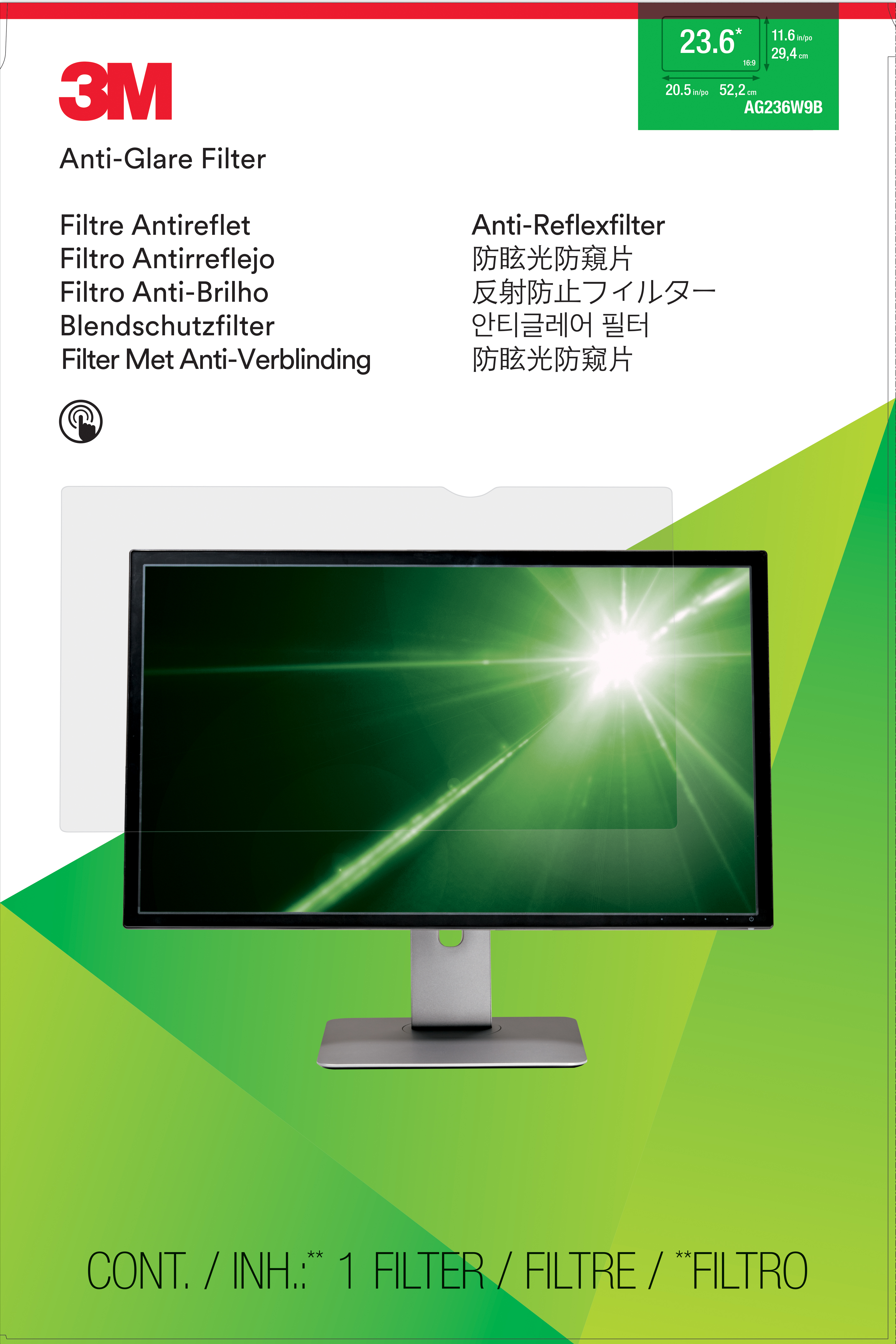 3M Anti-Glare skyddsfilter till widescreen-skärm 23,6 tum