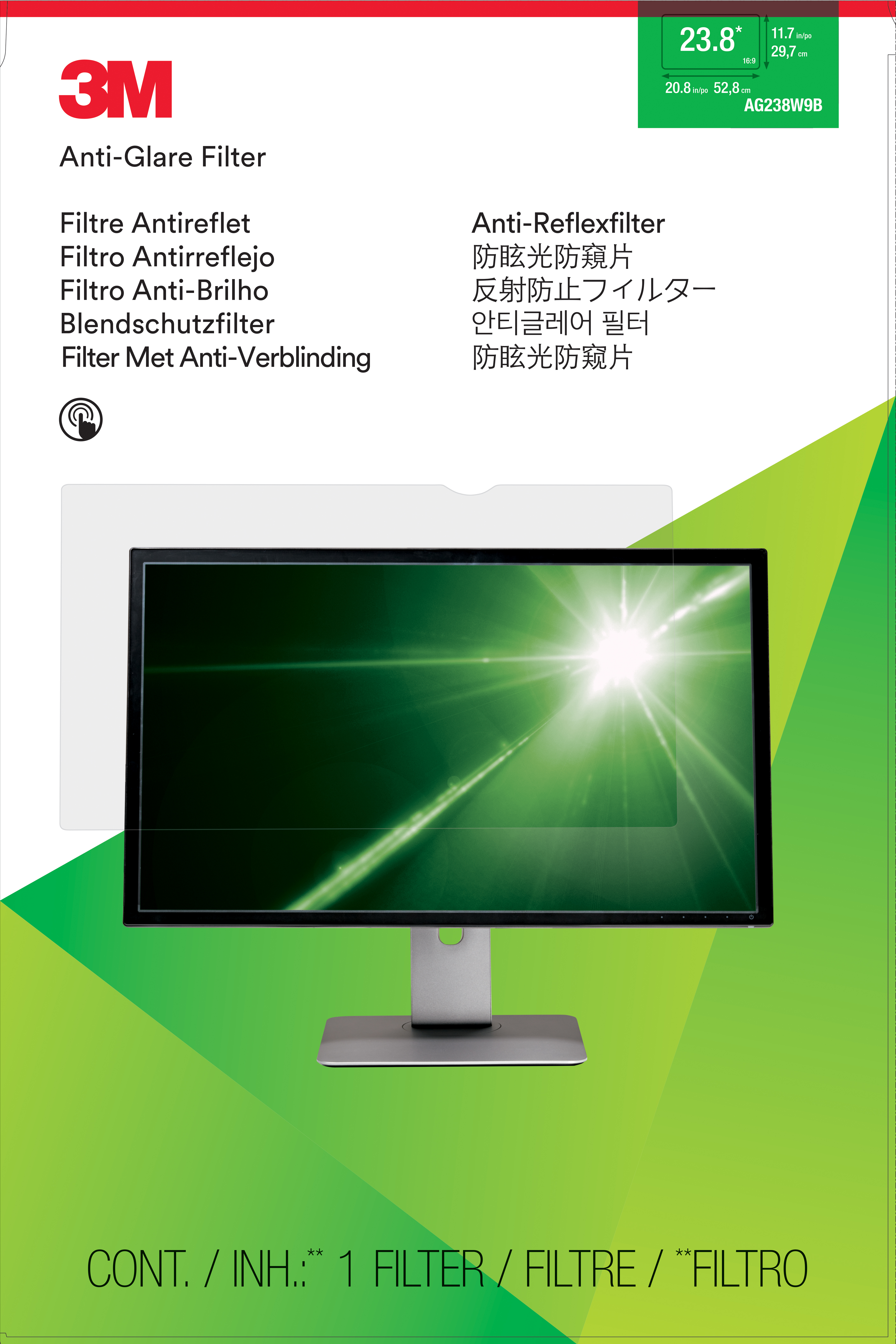 3M Anti-Glare skyddsfilter till widescreen-skärm 23,8 tum