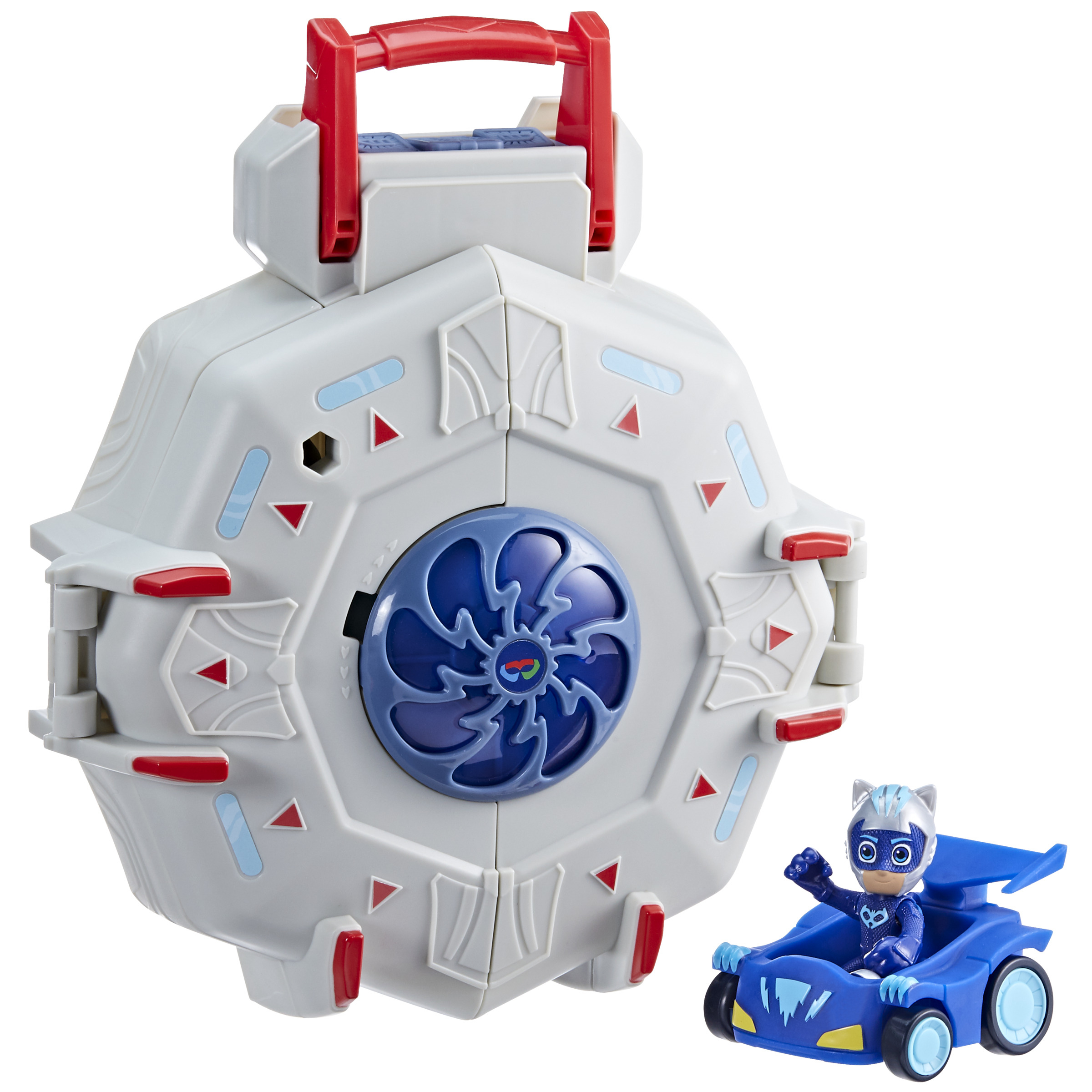 PJ Masks Super Pigiamini, Playset PJ Power Q, set del quartier generale dei Superpigiamini con auto e action figure, giocattoli