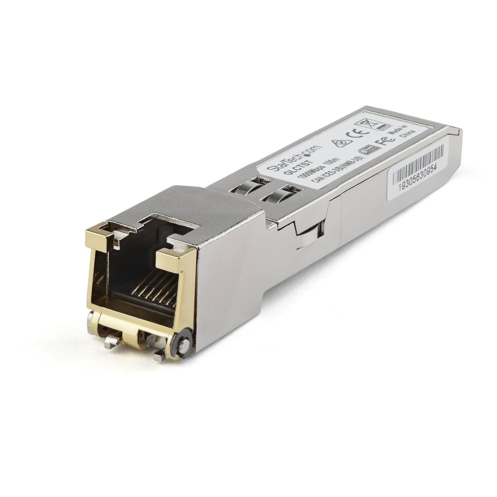 StarTech.com Juniper SFP-1GE-T Compatible SFP Module, 1000BASE-T, SFP to RJ45 (Copper) Cat6/Cat5e, 1GE Gigabit Ethernet SFP, RJ-45 (Copper) 100m, 1Gbps Mini GBIC Transceiver SFP Module - Lifetime Warranty (SFP1GETST) - SFP (mini-GBIC) transceiver module (equivalent to: Juniper EX-SFP-1GE-T) - 1GbE - 10Base-T, 100Base-TX, 1000Base-T - RJ-45 - up to 100 m