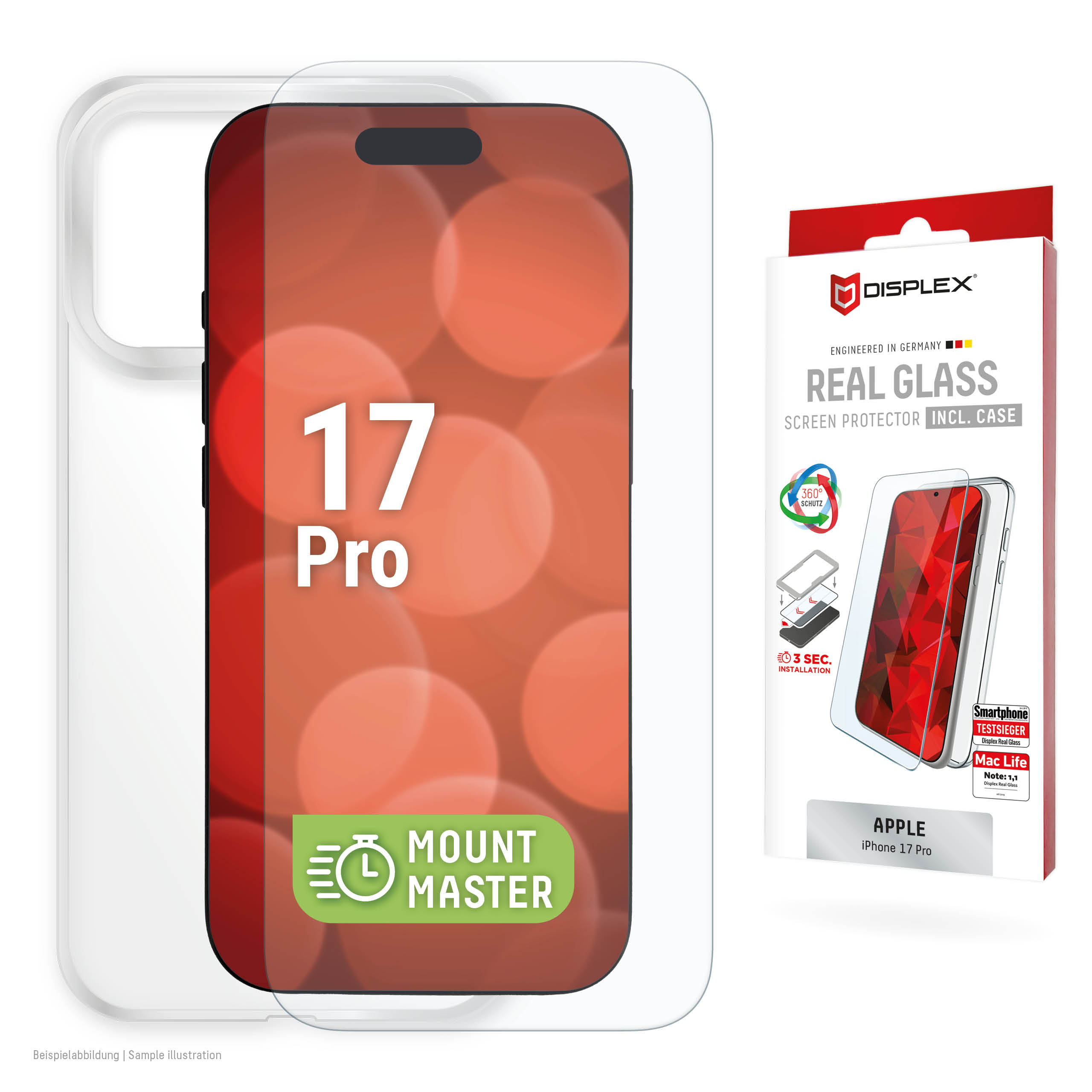 Displex Screen Protector + Case for Apple iPhone 17 Pro, scratch resistant