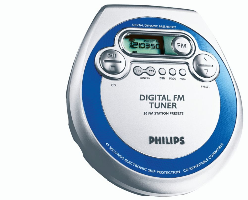 Philips AZT3202/00C CD player Blue, Silver Portable CD player