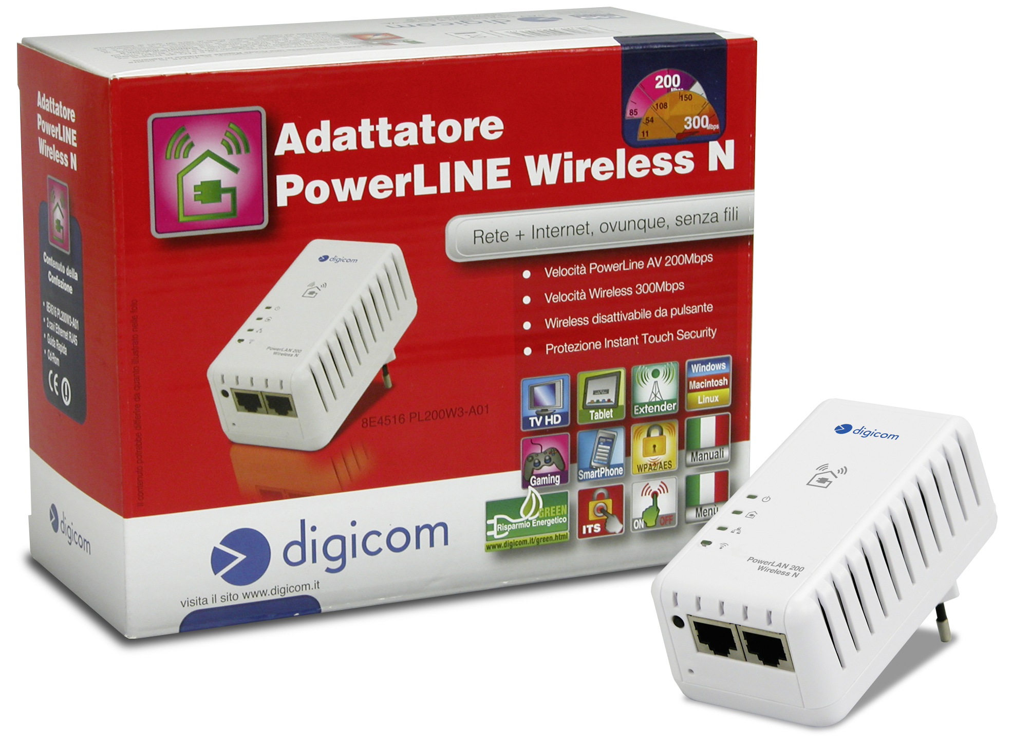 Digicom PL200W3-A01 200 Mbit/s Ethernet LAN Wi-Fi White 1 pc(s) – image 4