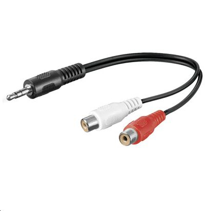 Microconnect AUDALHF02 3.5mm Erkek - 2x RCA Dişi Kablo, 0.2m, Siyah
