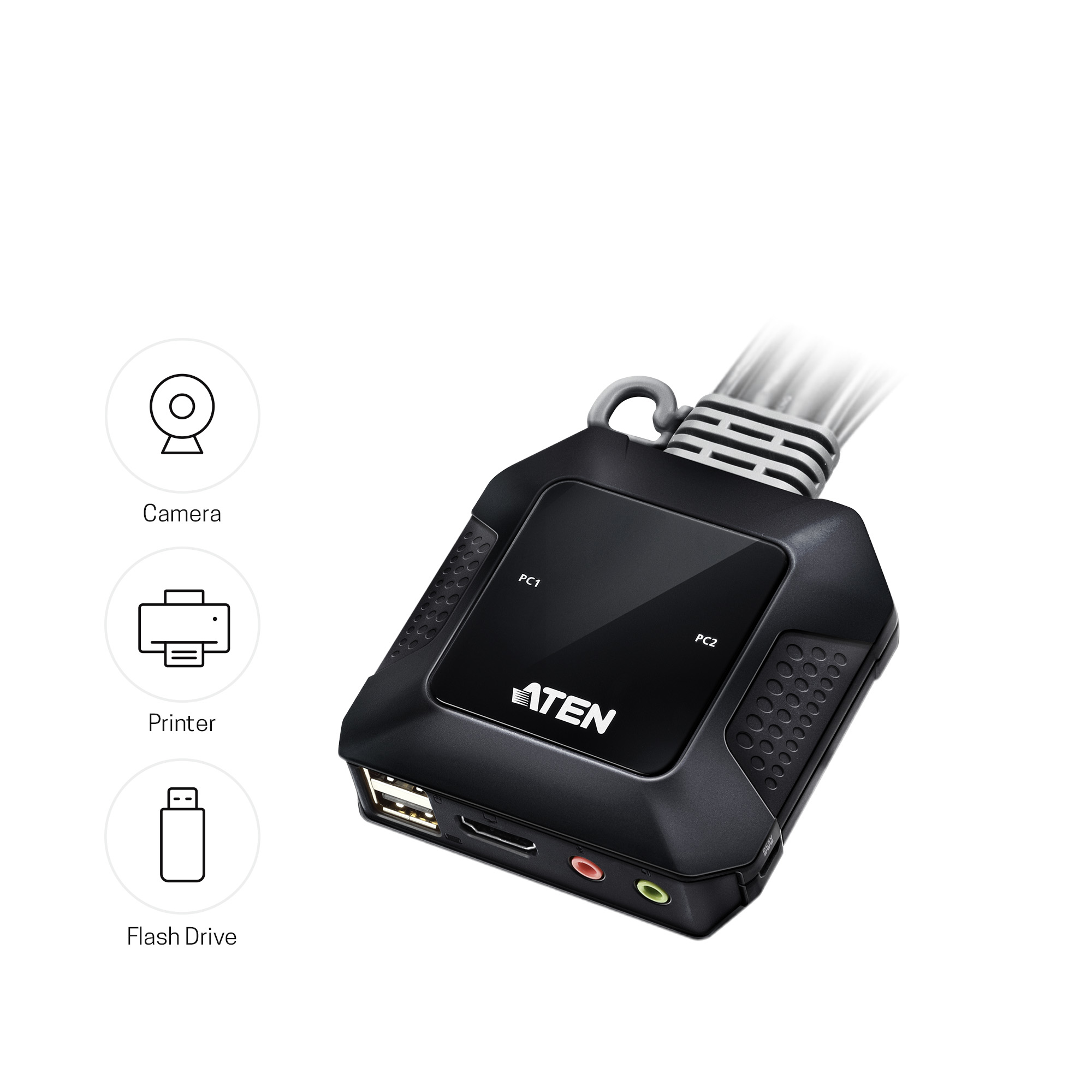 ATEN 2-Port USB 4K HDMI Cable KVM Switch with Remote Port Selector – image 6