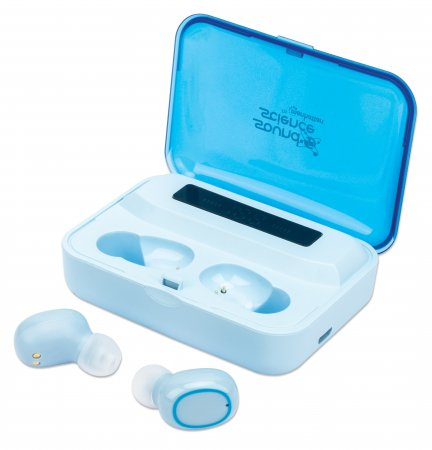 Manhattan Bluetooth Earphones, Blue, Microphone, Integrated Controls, Sweatproof, Noise Isolating, 5 hour usage time, Max Range 10m, Charging Case with Powerban – image 4