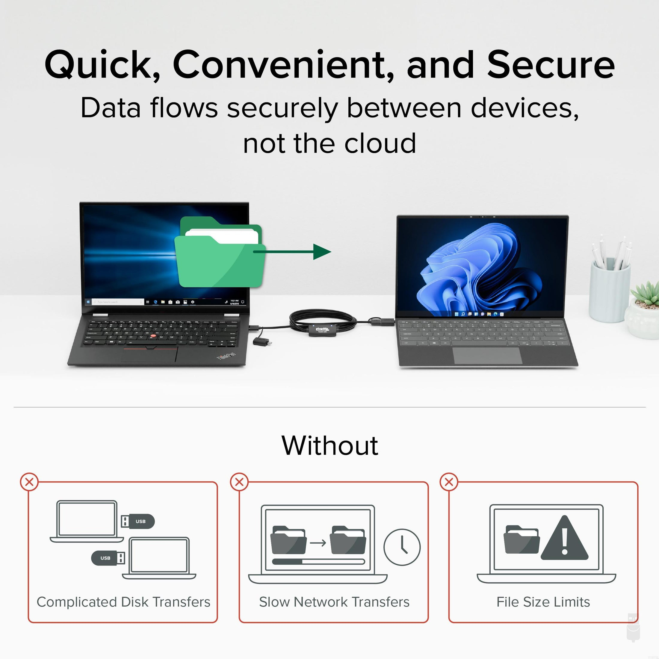 Resim Plugable Technologies USBC-TRAN USB A - USB A Kablosu, USB 3.2 Gen 1, 5 Gbit/s, 2m, Siyah