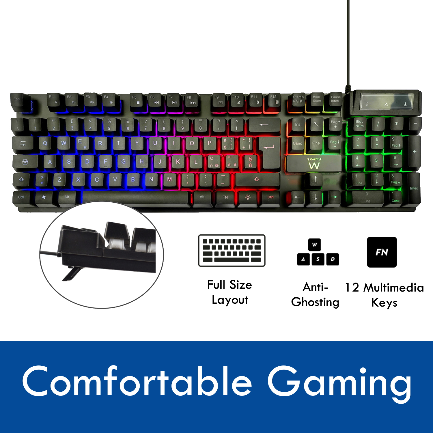 Ewent PL3317 keyboard Gaming USB QWERTY Italian Black – image 5
