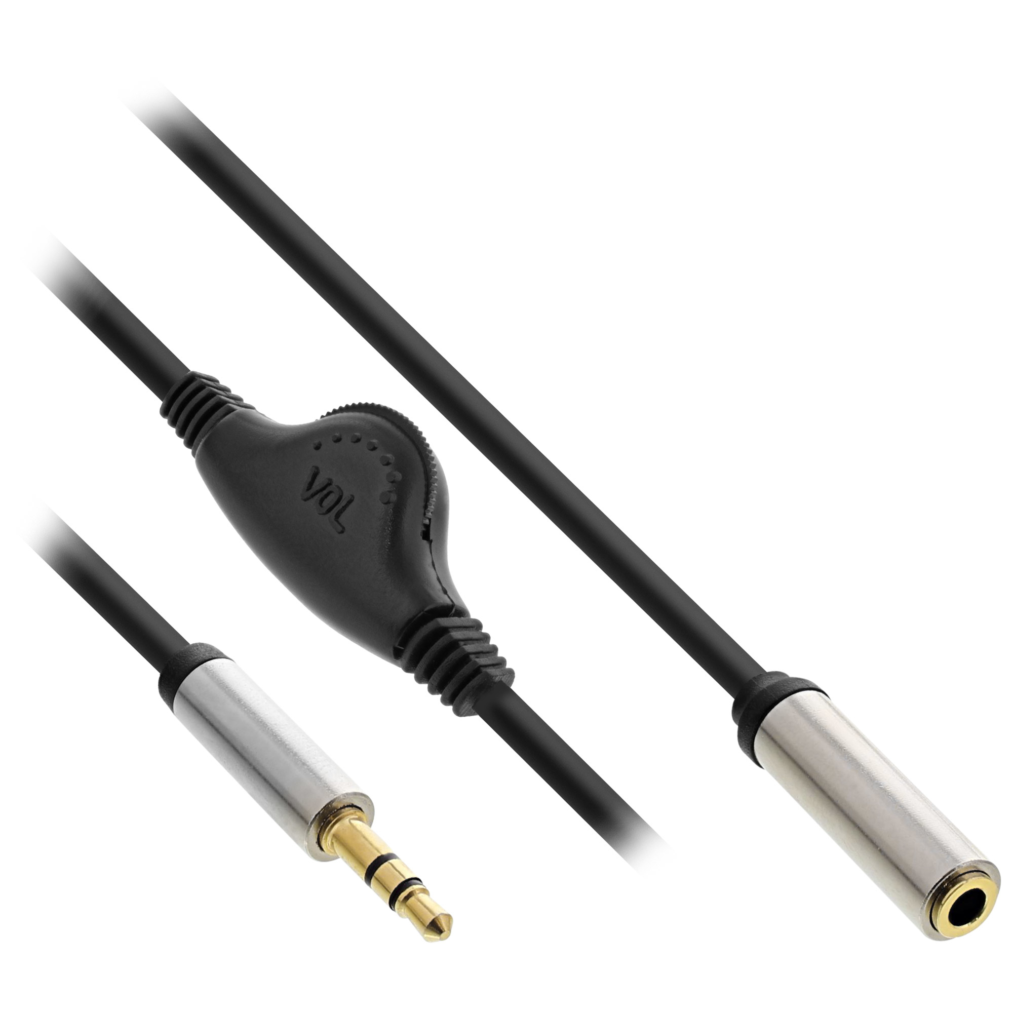 Resim InLine 99253B Ses Kablosu, 3.5mm Erkek - Dişi, 0.25m, Siyah, Ses Kontrollü