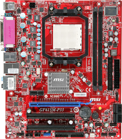 MSI GF615M-P33 motherboard NVIDIA MCP61P Socket AM3 micro ATX