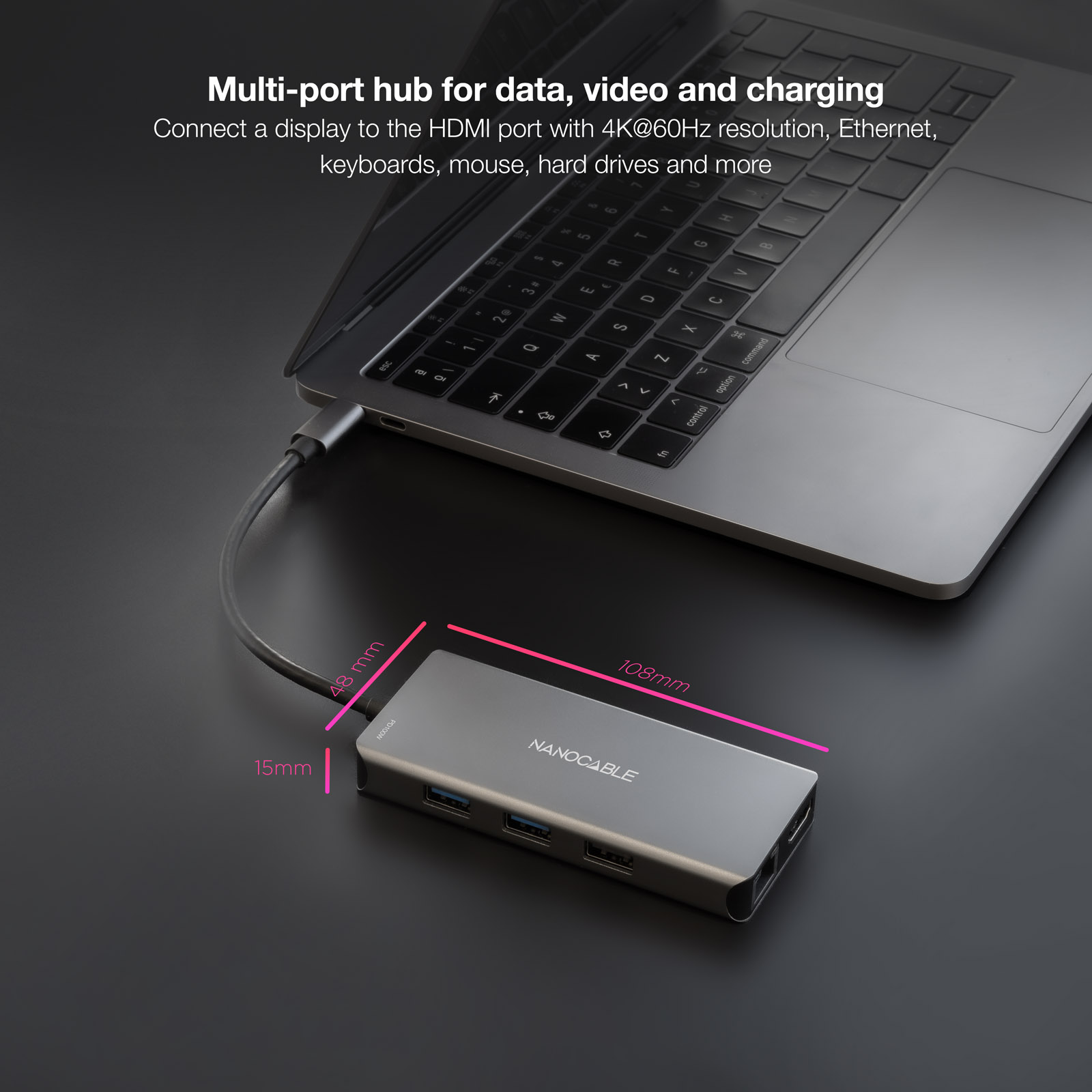 Nanocable USB-C 9-in-1 Hub, USB-C Converter to 3 x USB-A + 2 x HDMI + RJ45 + TF + SD + USB-C PD – image 5