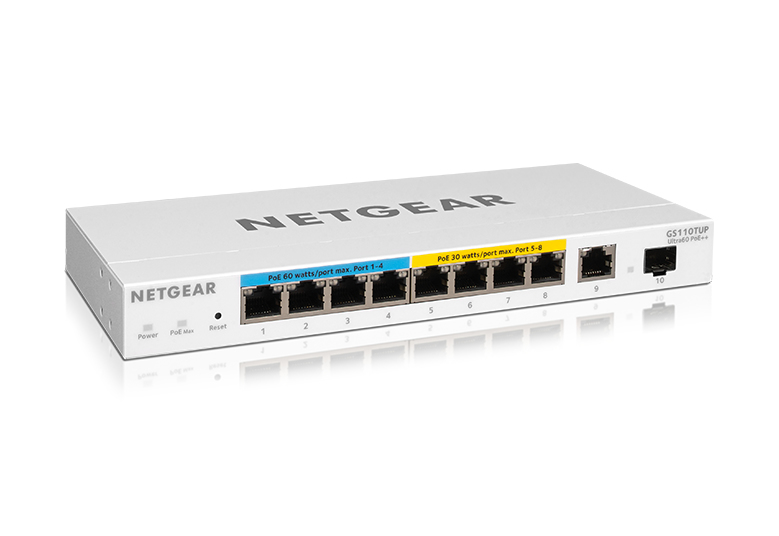 NETGEAR 10-Port Ultra60 PoE Gigabit Ethernet Smart Switch (GS110TUP)
