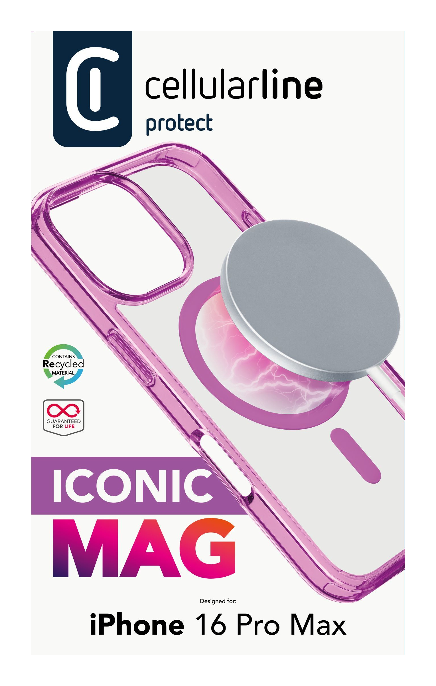 Cellularline Iconic Mag - iPhone 16 Pro Max Transparent case with colored edges compatible with Magsafe ecosystem – image 2