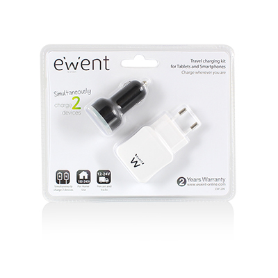 Ewent EW1206 mobile device charger Mobile phone, MP3, Tablet Black, White AC, Cigar lighter Auto, Indoor – image 2