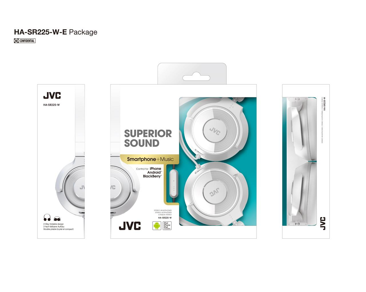 JVC HA-SR225-W-E Lightweight headphones with superior sound with remote and mic – image 2