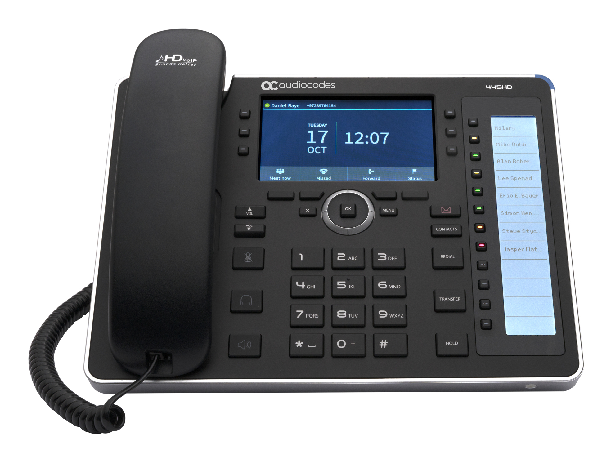 AudioCodes 445HD telefono IP Nero 8 linee LCD