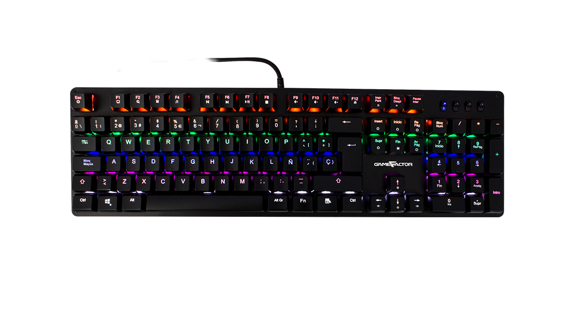 Teclado Gamer Game Factor Alámbrico Multimedia Rgb Blanco Switch Azul - KBG400-PK-BL