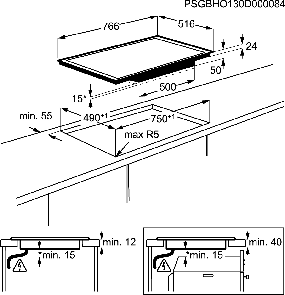 AEG HKM85510XB Black, Stainless steel Built-in Zone induction hob 5 zone(s) – image 4