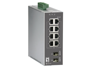 LevelOne 8 FE + 2 GE SFP Managed Switch -10 ~ 60C, DIN-rail