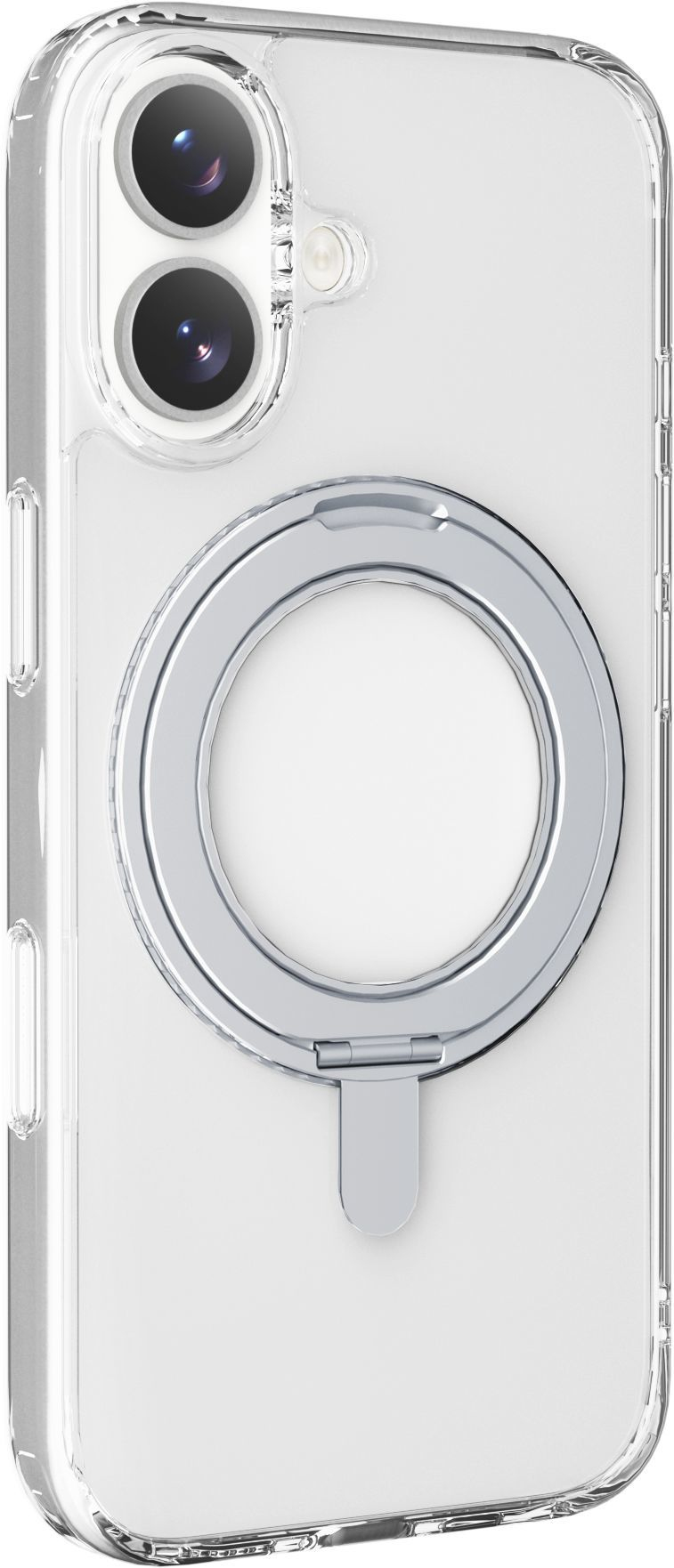 Funda móvil - CellularLine SPIN MAG, Para iPhone 17, Con soporte de anillo giratorio, Compatible con el ecosistema Magsafe, Transparente