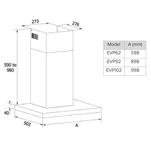 CDA EVP62SS cooker hood Wall-mounted Stainless steel 667 m³/h – image 2
