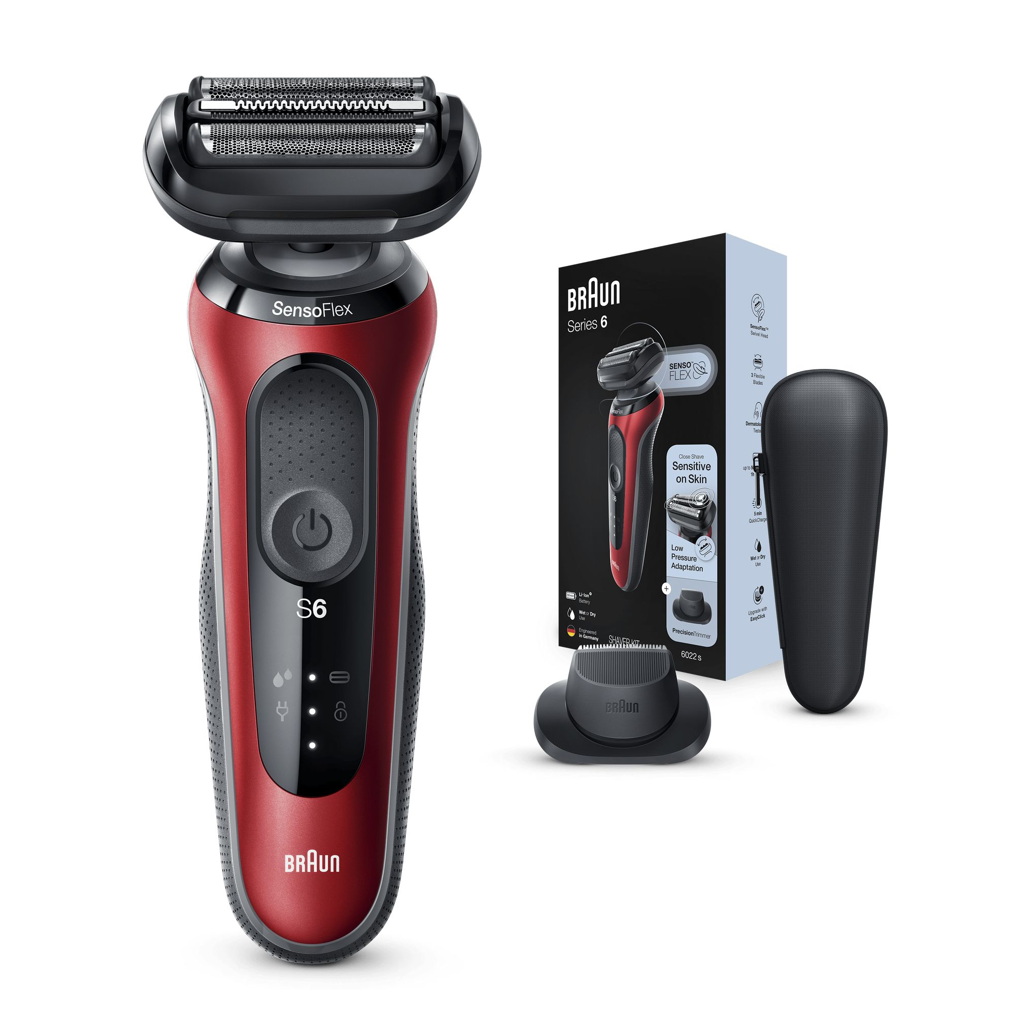 Braun Series 6 60-R1200s Foil shaver Trimmer Red