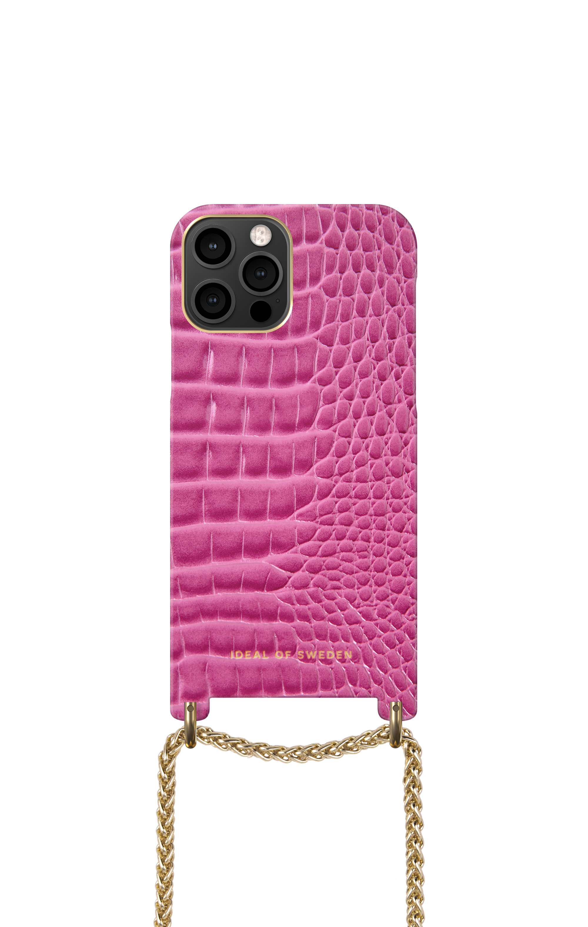 iDeal of Sweden Lilou Necklace Case Fuchsia Croco iPhone 12/12P – image 3