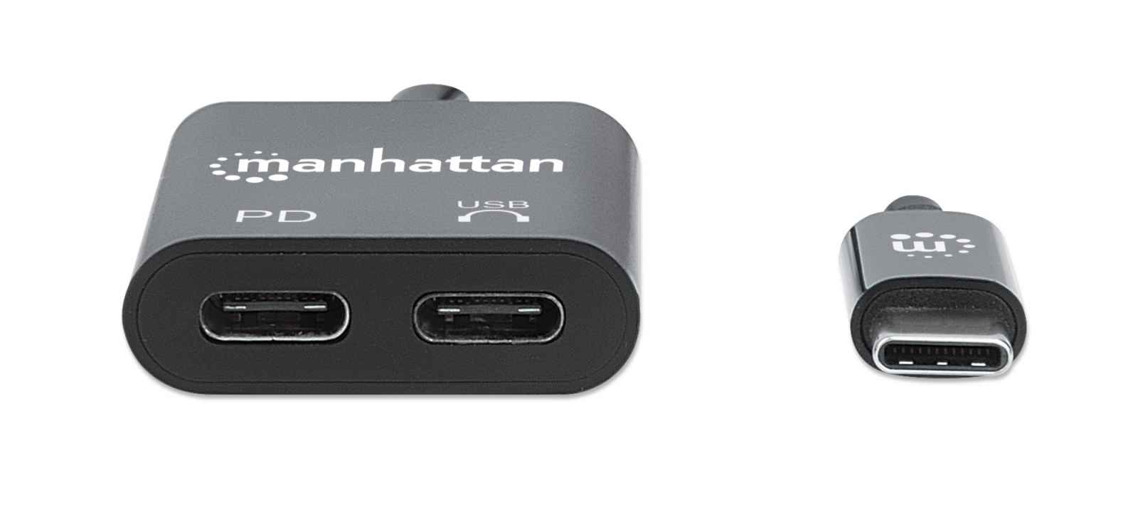 Manhattan USB-C to USB-C Audio Adapter and USB-C (inc Power Delivery), Black, 480 Mbps (USB 2.0), Cable – image 3