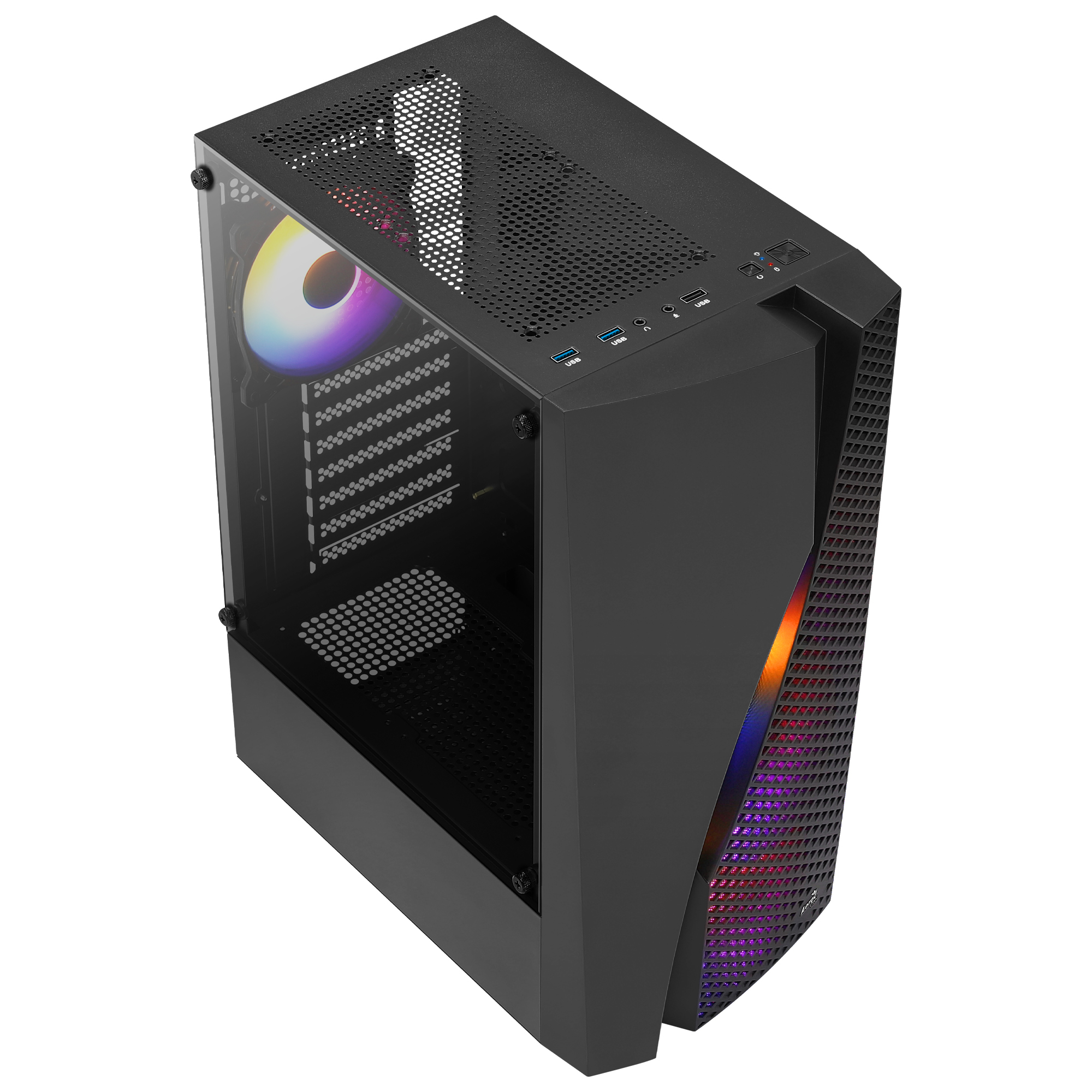 Aerocool WAVEBKV2 ATX PC Case Tempered Glass 4xFRGB Fans Black – image 2