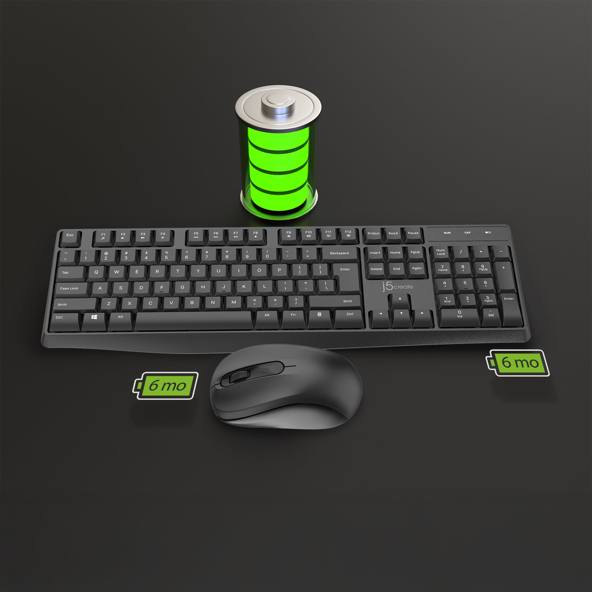 j5create JIKMW105 keyboard Mouse included Universal RF Wireless + Bluetooth Black – image 6