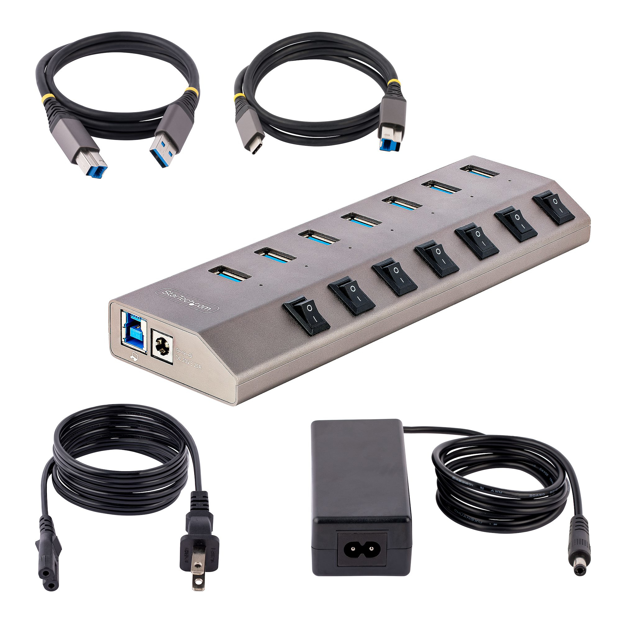 StarTech.com 7 Port Self-Powered USB C Hub with Individual On/Off Switches, USB 3.0 (5Gbps) Expansion Hub with Power Supply, Desktop Laptop USB-C to USB-A Split – image 6