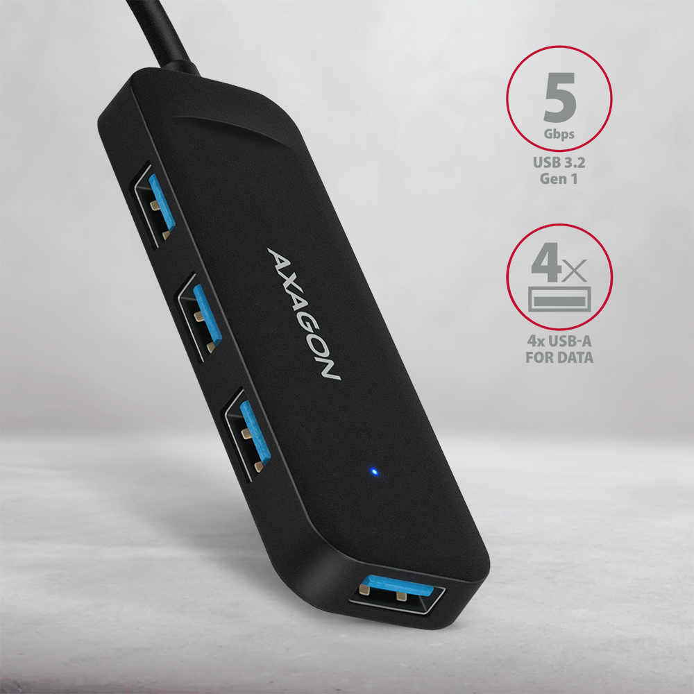 Axagon HUE-L1C interface hub USB 3.2 Gen 1 (3.1 Gen 1) Type-C 5000 Mbit/s Black – image 2
